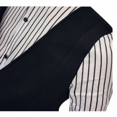 SKLS009 Custom Slim Striped Long Sleeve Shirt Men's Fake Two Piece Shirt Manufacturer back view